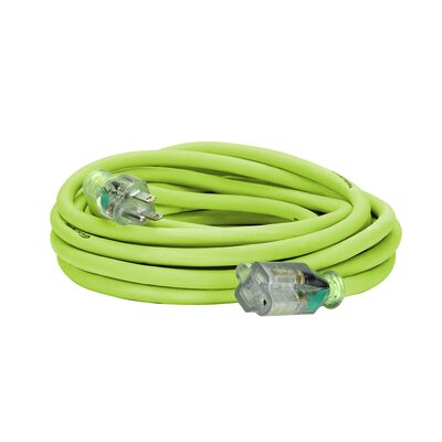 Legacy Manufacturing Flexzilla Pro Extension Cord, 12/3 AWG SJTW, 25', Outdoor, Lighted Plug