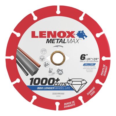 Lenox Tools Metal Max 6" DIAM CUTOFF WHEEL AG/CS 7/8"