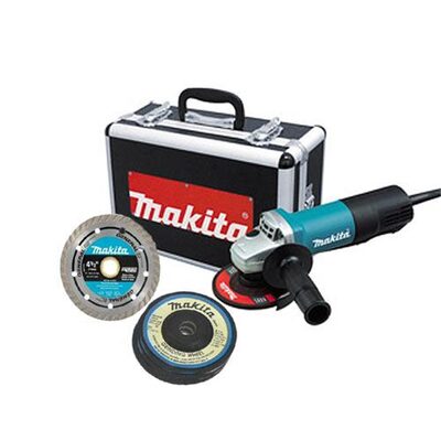 Makita 4-1/2" Paddle Switch Cut-Off/Angle Grinder w/ Diamond Blade and (4) Grinding Wheels