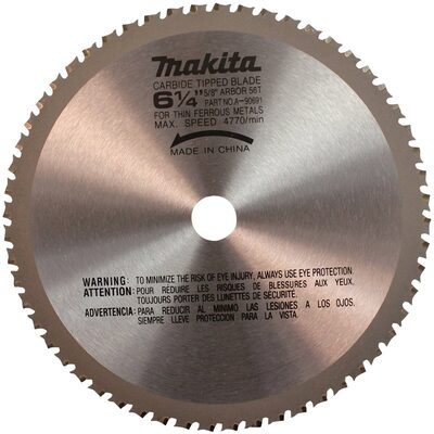 Makita 6 1/4" 56T Carbide Tipped Saw Blade, Ferrous Metal, Thin Gauge
