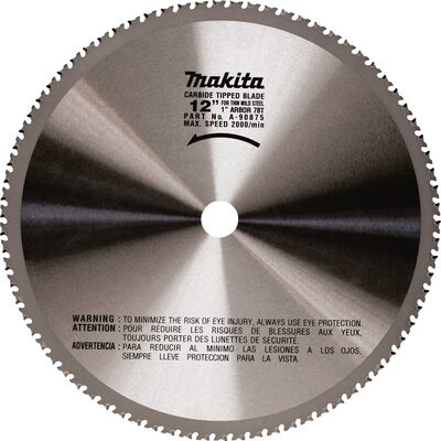 Makita 12" 78T Carbide Tipped Saw Blade, Ferrous Metal, Thin Gauge