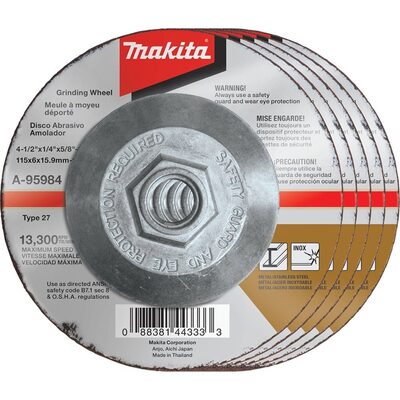 Makita 4-1/2" x 1/4" x 5/8-11" INOX Grinding Wheel (Pack of 5)