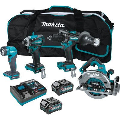 Makita 40V max XGT&reg; Brushless Cordless 4 Pc. Combo Kit, GPH01, GDT01, GSH01, ML001G, bag (2.5Ah/4.0Ah)