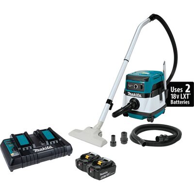 Makita 18V X2 (36V) LXT&reg; Lith-Ion Cordless/Corded 2.1 Gallon HEPA Filter Dry Dust Extractor/Vacuum Kit (5.0Ah)