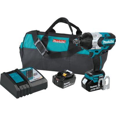Makita 18V LXT 5.0 Ah Brushless Cordless High Torque 3/4" Square Drive Imp Wrench Kit w/ Friction Ring Anvil