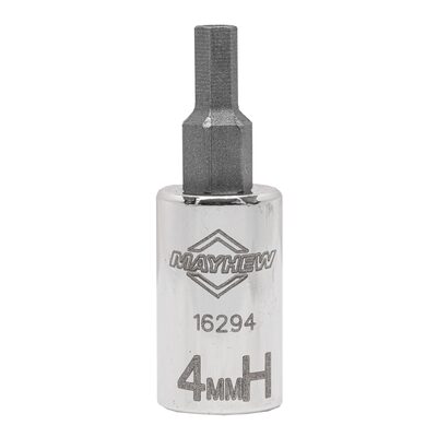 Mayhew Mayhew 4 MM Tamper Metric Hex Short Insert Socket Bit, 1/4-Inch Drive