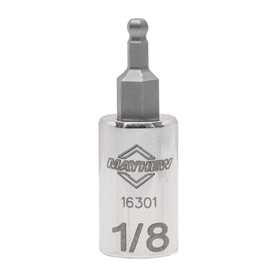 Mayhew Mayhew 1/8-Inch SAE Ball Hex Short Insert Socket Bit, 1/4-Inch Drive