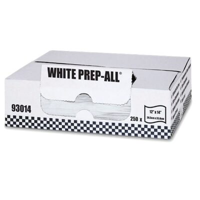 MDI Prep-All 93014 Flat Supreme Towel, 12 x 14 in, 250, Creped Spunlace, White, Flat