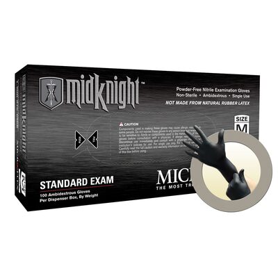 Microflex MIDKNIGHT BLACK PF NITRILE EXAM GLOVES XXL 100PK