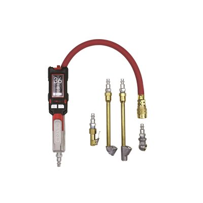 Milton Industries Precision Inflator Gauge Kit, Digital 0-160 PSI, w/ 4 chucks & 15" Hose