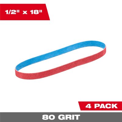 Milwaukee Tool 1/2 Inch x 18 Inch 80 Grit Bandfile Belts &hyphen; 4 pack