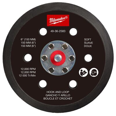 Milwaukee Tool 6 Inch Hook and Loop Sander Backing Pad - Soft