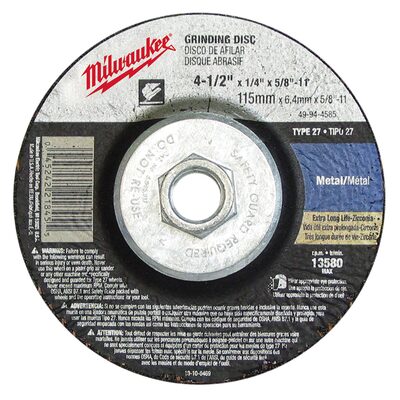 Milwaukee Tool 4-1/2" x 1/8" x 5/8-11" Grinding Wheel (Type 27)