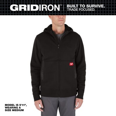 Milwaukee Tool GRIDIRON Full-Zip Hoodie- Black- 2X