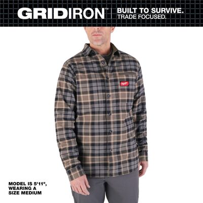 Milwaukee Tool GRIDIRON Flannel Shirt - Gray - L