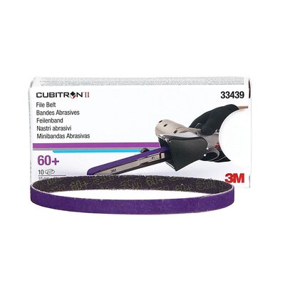 3M Cubitron II File Belt 60+ 10mmx330mm (3/8"x13") 10 belts/cart 5 cart/case
