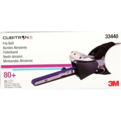 3M Cubitron II File Belt 80+ 10mmx330mm (3/8"x13") 10 belts/cart 5 cart/case