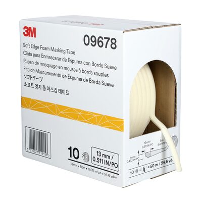 3M Soft Edge Foam Masking Tape, 09678, 1/2 in x 165 ft (13 mm x 50 m)