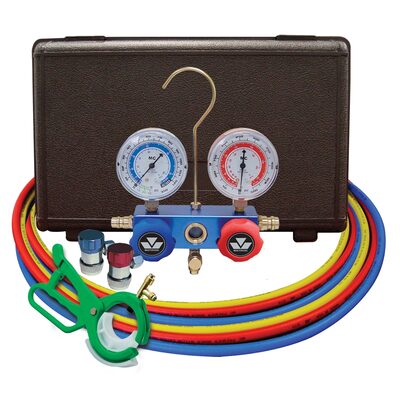 Mastercool dual 134a/R-12 aluminum gauge set/free 85530