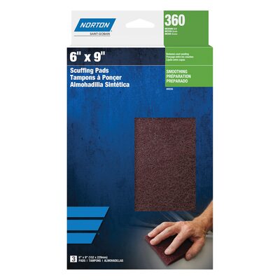 Norton Bear-Tex 00256 Non-Woven Scuff Pad, 6 in W x 9 in L