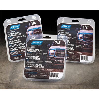 Norton 98650 Factory Grade Attachment Tape, 5 yd x 1/4 in x 0.043 in, Polypropylene Backing, Black/Blue