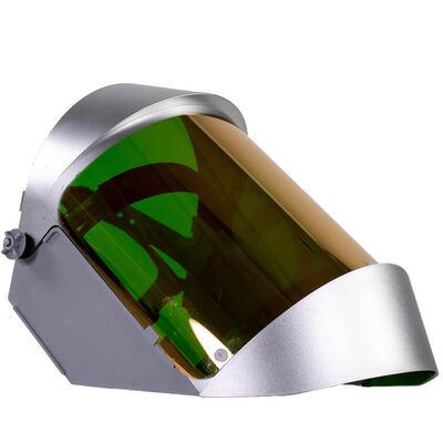OBERON Face Shield with Ratcheting Headgear - Heat Reflective - Window: Green Gold - With Lower Crown and Shield Extender
