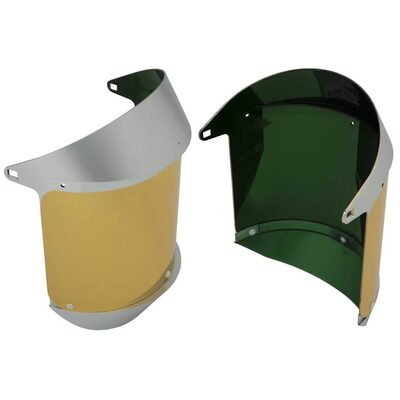 Oberon Face Shield Replacement Window - Polycarbonate - Dark Green Gold Heat Reflective Anti-Fog - With Lower Crown