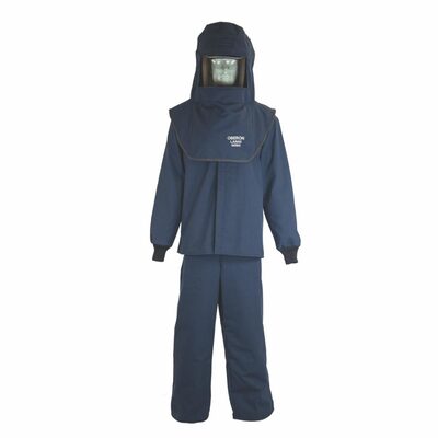 OBERON Suit Kit - Arc Flash - 40 Cal LAN - Comes with Hood with Hard Cap, Coat and Bib Overalls - Color: Navy Blue - Size: 4XL Tall