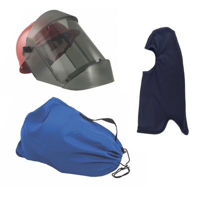 OBERON Face Shield Kit - Arc Flash - 12 Cal TCG -Comes with hard cap, 12 calorie face shield, balaclava, and storage bag