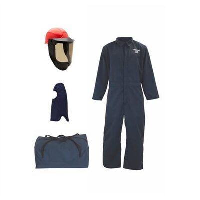 OBERON Bag Kit - Arc Flash - 12 Cal TCG2P - EZ Lift PPE - Comes With Coveralls, Hard Cap, Face Shield, Balaclava & Storage Bucket - Color: Navy Blue - Size: 3XL
