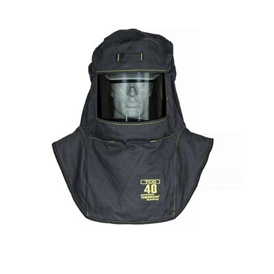 OBERON Hood with Hard Cap - Arc Flash - 40 Cal TCG - With Fresh Air Arc Flash Hood Ventilation System - Canadian - Color: Black - Window: True Color Grey (TCG)