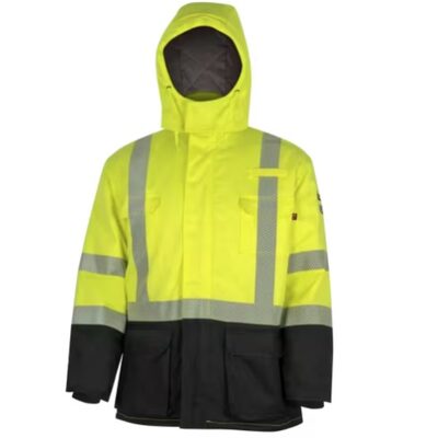 Oberon  Safety Parka - FR/Arc-Rated - PU/Cotton - Hi-Viz Yellow - Size: Small