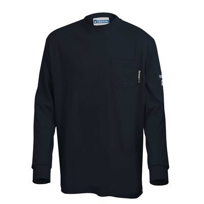 OBERON T-Shirt - 100% FR/Arc-Rated 7 oz Cotton Interlock - Long Sleeves - Navy - Size: L