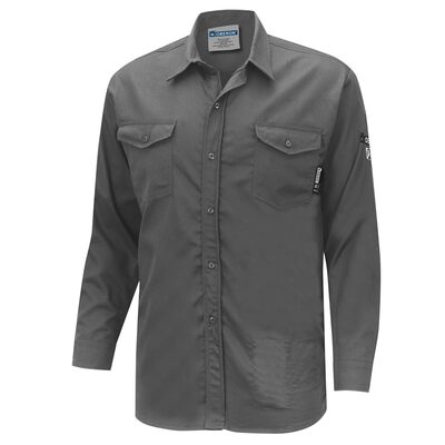 OBERON Button Up Shirt - FR/Arc-Rated 7.5 oz  88/12 - Grey - Size: S