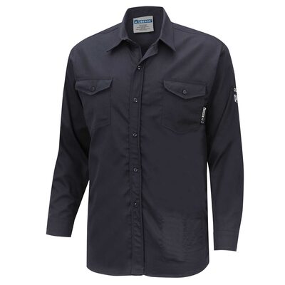 OBERON Button Up Shirt - FR/Arc-Rated 7.5 oz  88/12 - Navy - Size: M