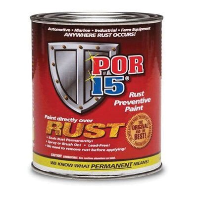 POR-15 INC 45408 High Performance Rust Preventive Permanent Coating, 1 pt, Semi-Gloss Black, 96 sq-ft Coverage