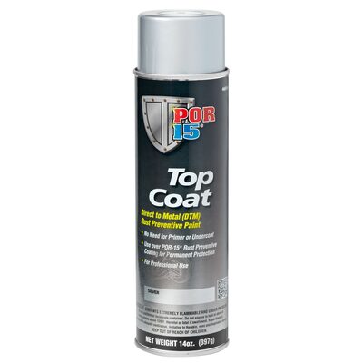 POR-15 INC 46018 Top Coat DTM Paint, 15 oz Aerosol Can, Silver, Liquid, 30 to 60 min Curing