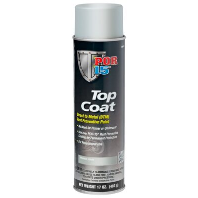 POR-15 INC 46618 Top Coat DTM Paint, 15 oz Aerosol Can, Flat Gray, Liquid, 30 to 60 min Curing