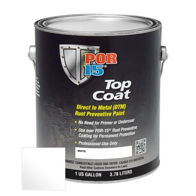 POR-15 INC 46801 Top Coat DTM Paint, 1 gal Can, White, Liquid, 30 to 60 min Curing