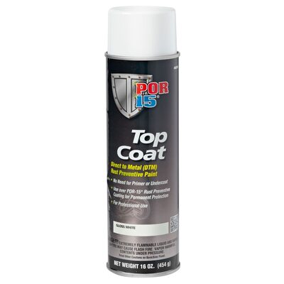 POR-15 INC 46818 Top Coat DTM Paint, 15 oz Aerosol Can, White, Liquid, 30 to 60 min Curing