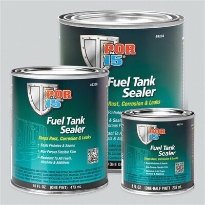 POR-15 INC 49216 Fuel Tank Sealer, 8 oz Can, Semi-Transparent Silver, 250 to 450 sq-ft/gal Coverage, 96 hr Curing