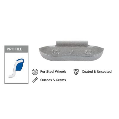 Wegmann Automotive 3.25 oz Lead Uncoated Clip-on P Black Series Wheel Weight (Box of 25)