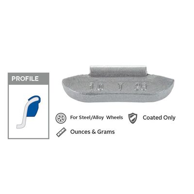 Wegmann Automotive 1.75 oz Lead Coated Clip-on TN Gray Series Wheel Weight (Box of 25)