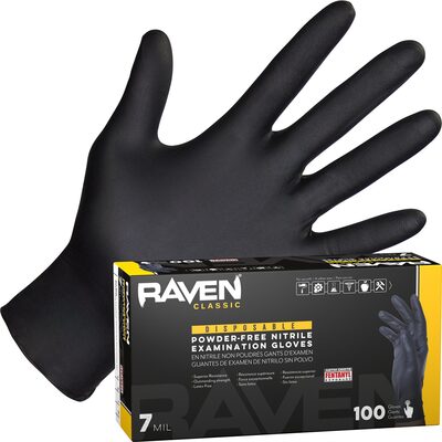 SAS Safety Raven Powder-Free Exam Grade Nitrile Disposable Gloves - 7 Mil - 100PK - Large