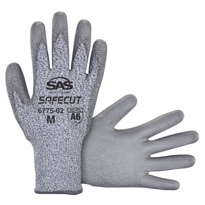 SAS Safety SafeCut HPPE Knit PU Coated Gloves - A6 Cut Level - Medium