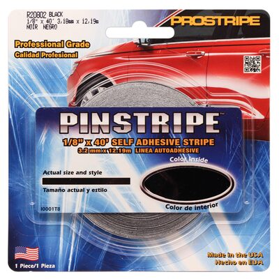 Prostripe-Stripes R20802 R208 Series Single Color Solid Striping Tape, 40 ft x 1/8 in, Black