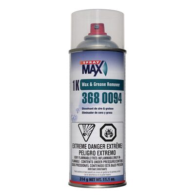 SprayMax 3680094 1K Wax and Grease Remover, 11.1 oz Aerosol Can, Transparent, Liquid, 8 to 11 sq-ft Coverage