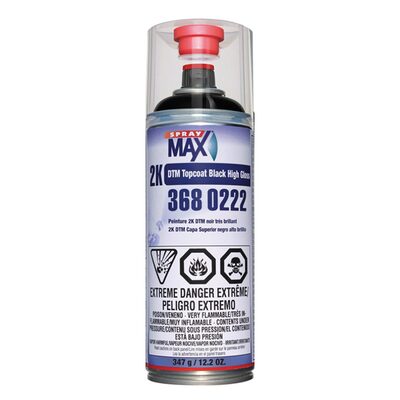 SprayMax 3680222 2K DTM Topcoat, 12.24 oz Aerosol Can, High Gloss Black, Liquid