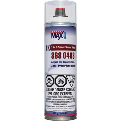 SprayMax 3680403 3 in 1 Primer, 500 mL Aerosol Can, Matte White, 5.4 to 8.1 sq-ft Coverage