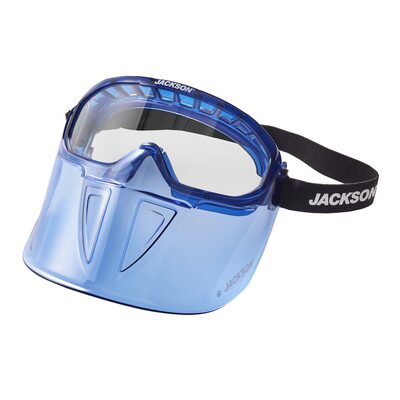 Jackson Safety Safety Goggle - GPL500 Premium Series - Clear Lens - Anti-Fog - with Flip-Up Detachable Face Shield - Blue Body
